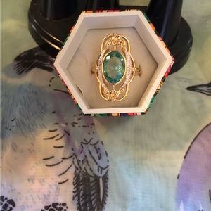 ladies Art Deco inspired Aqua ring